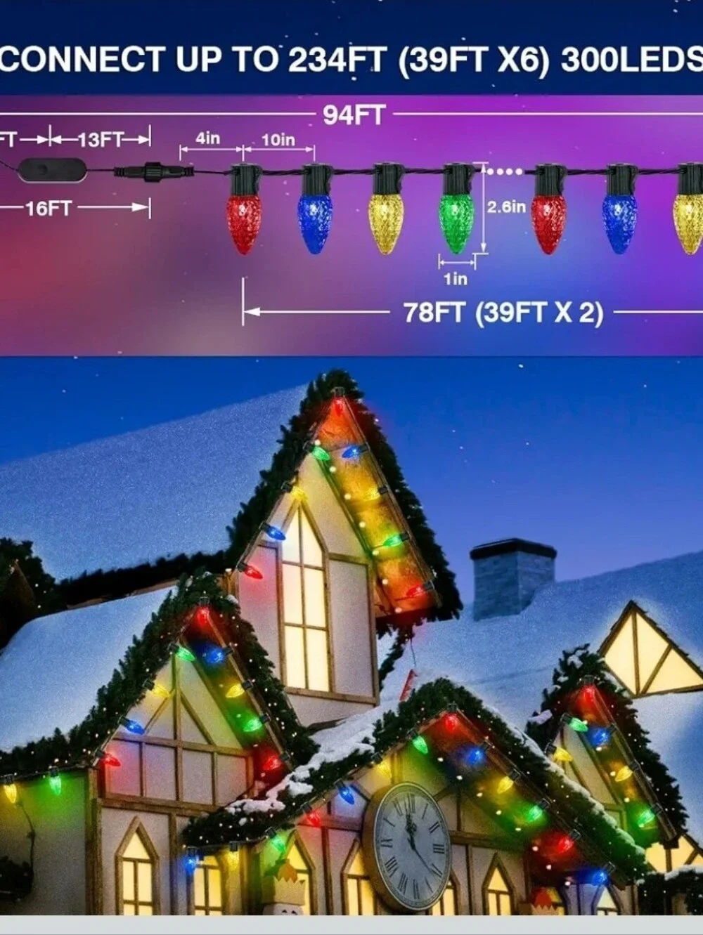 Strawberry Outdoor Christmas String Lights - Multicolor - Smart App Control, NEW